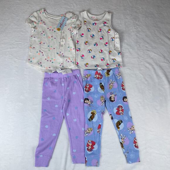 Cat & Jack 2 Pc Pajama Set Toddler Girls Size 3T Multi Patterened Relaxed‎ Fit - Picture 1 of 3